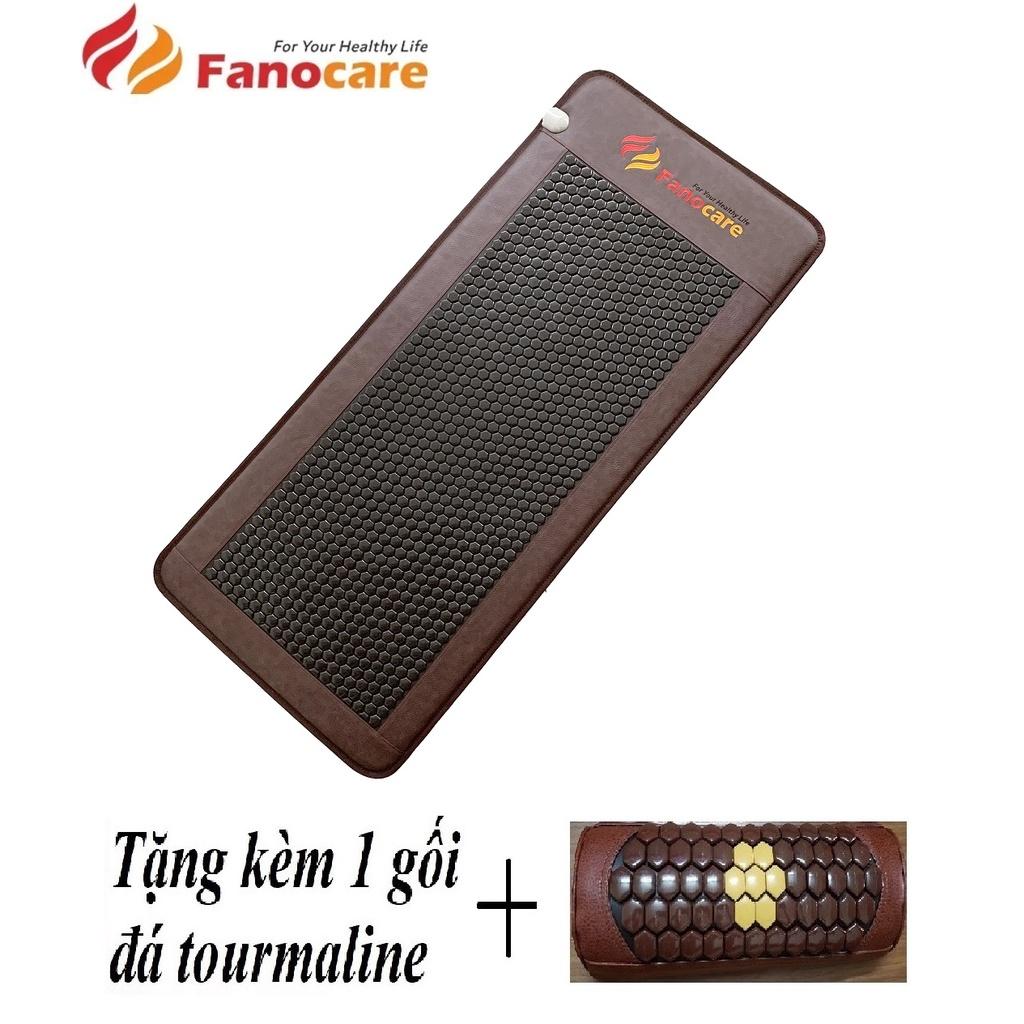 Thảm đá nhiệt nóng Fanocare KT 80x190x3.5cm C2500D lục giác đen (Tặng kèm 1 gối đá tourmaline)