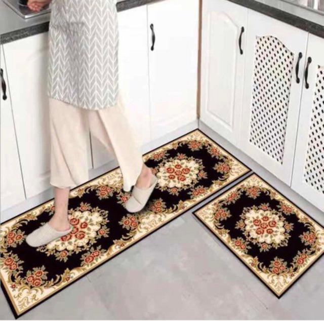 BỘ 2 MIẾNG THẢM NHÀ BẾP HOA VĂN HOẠ TIẾT GIAO NGẪU NHIÊN