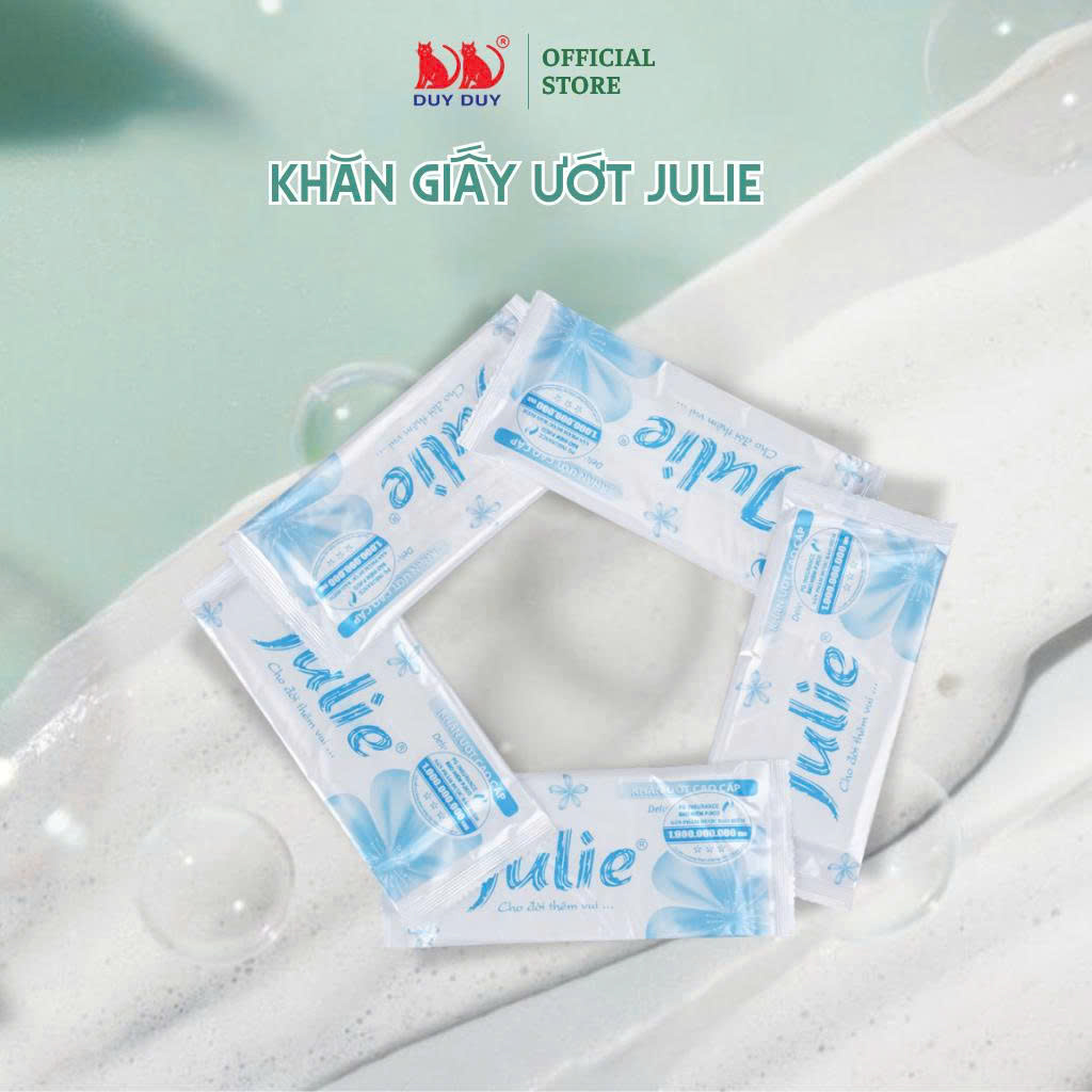 Khăn lạnh dùng một lần Julie vải bi 20 cái 24x24cm hương hoa hồng không hóa chất