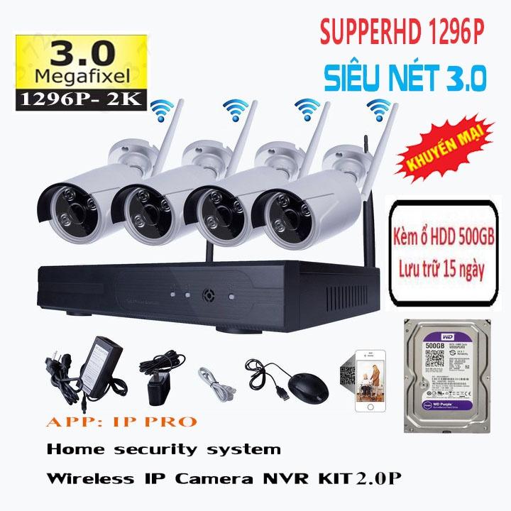 Bộ Kit Camera Wifi 4 Kênh NVR KIT Super HD 3.0Mpx - Có Míc