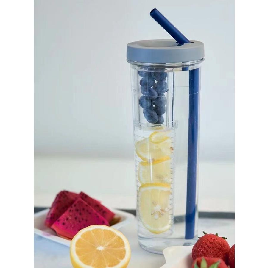 Bình đựng nước DETOX có lõi khuấy 700ml kèm ống hút