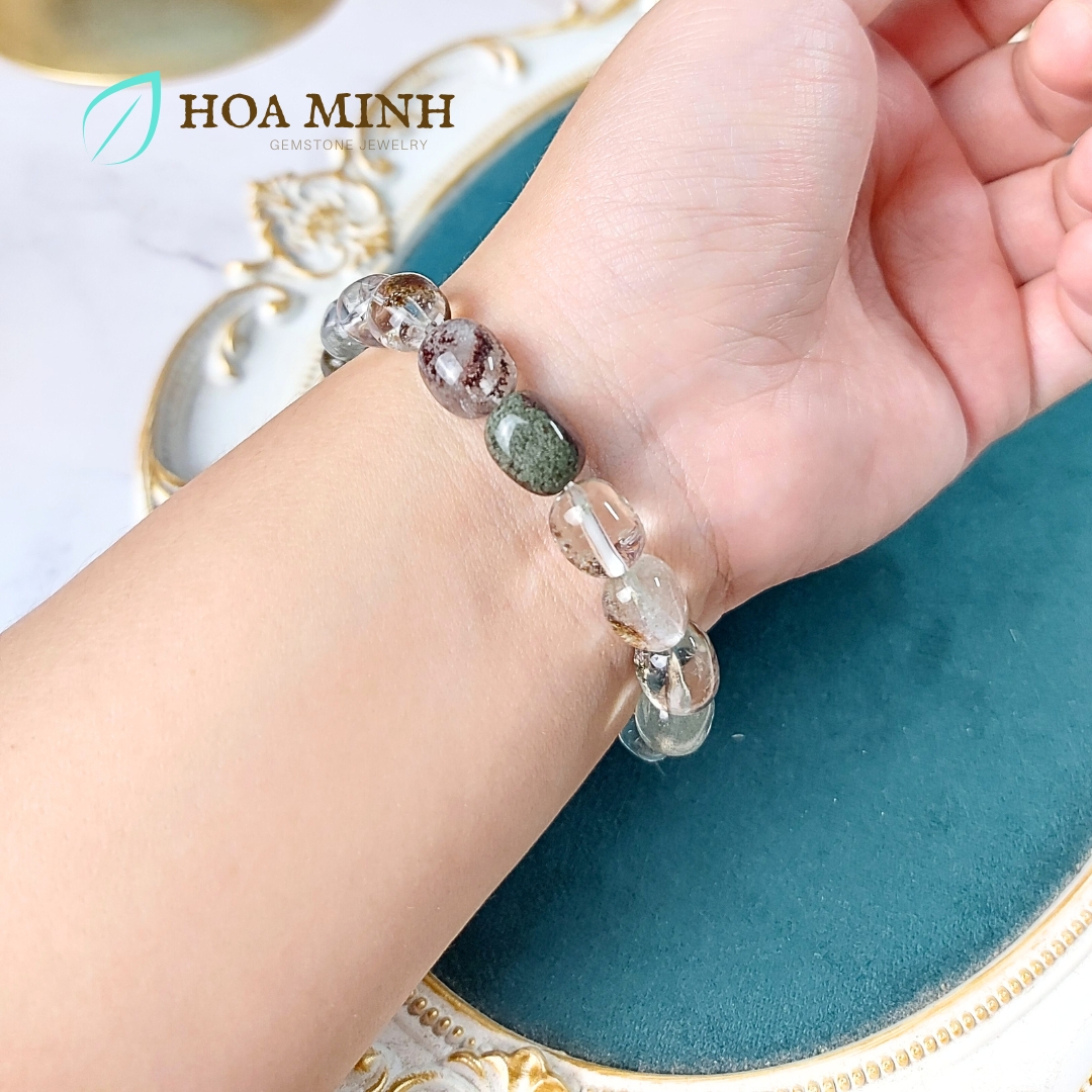 Vòng tay đá Thạch Anh Ưu Linh tự nhiên hạt lu bo tròn size 9x10 li phong cách cá tính, thời trang không kén mệnh