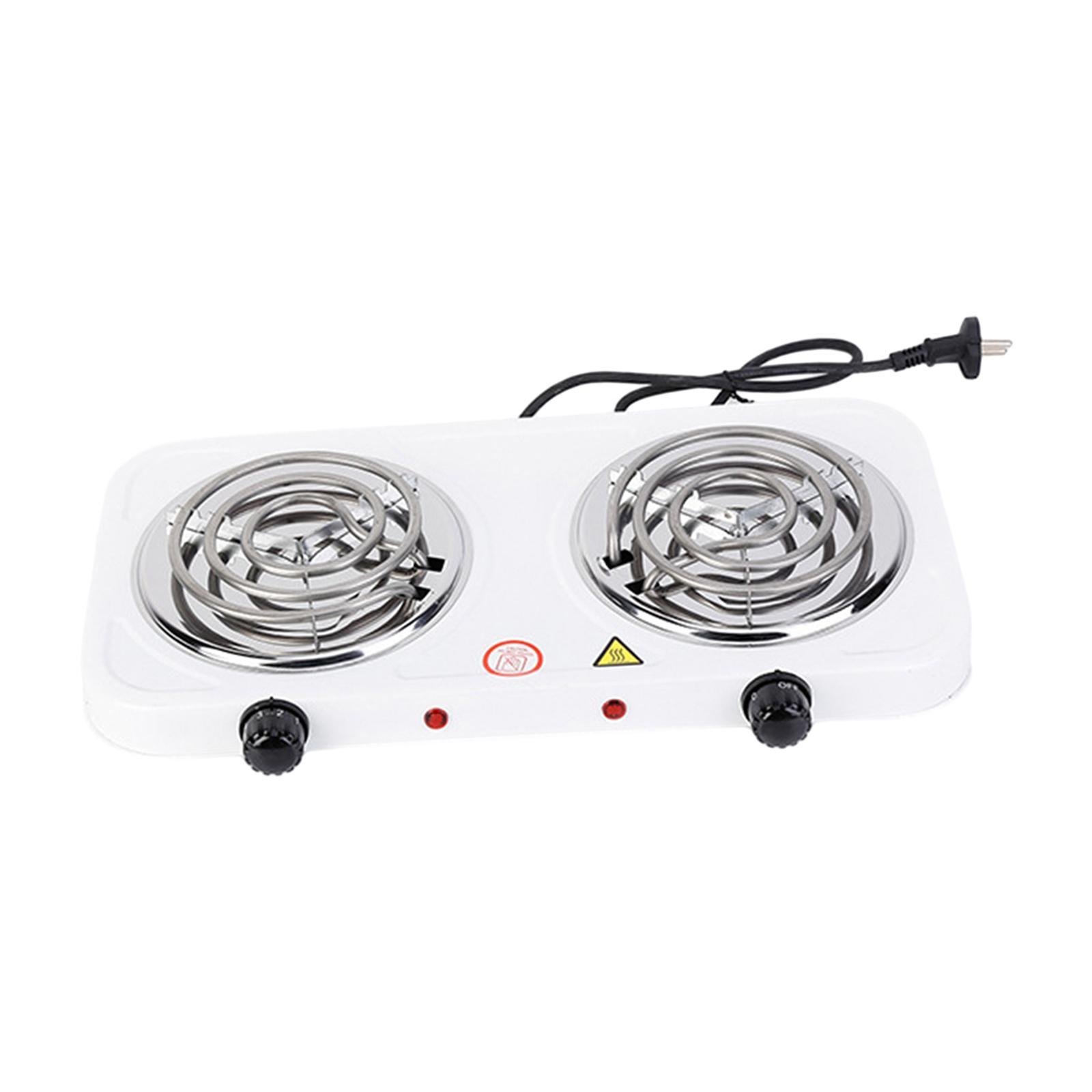 Electric Double Coil Burner Home Outdoor with Power Indicator Lights Compact