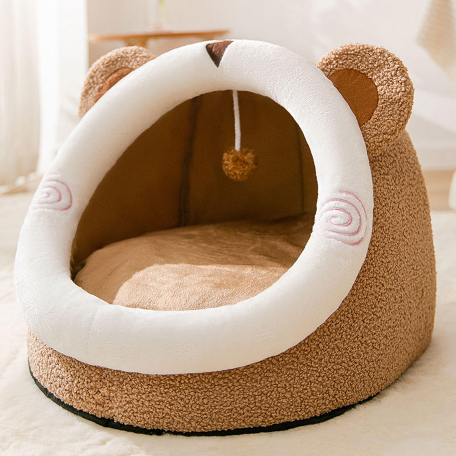 Cute Pet Cat Dog Kennel Cave Sleeping Bed Soft Warm Nest House S ...