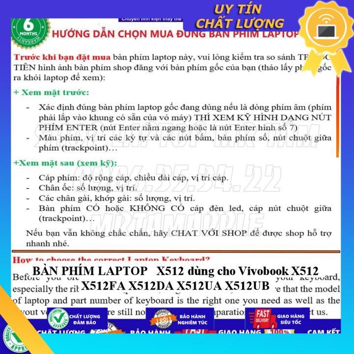 BÀN PHÍM LAPTOP X512 dùng cho Vivobook X512 X512FA X512DA X512UA X512UB - Hàng Nhập Khẩu New Seal
