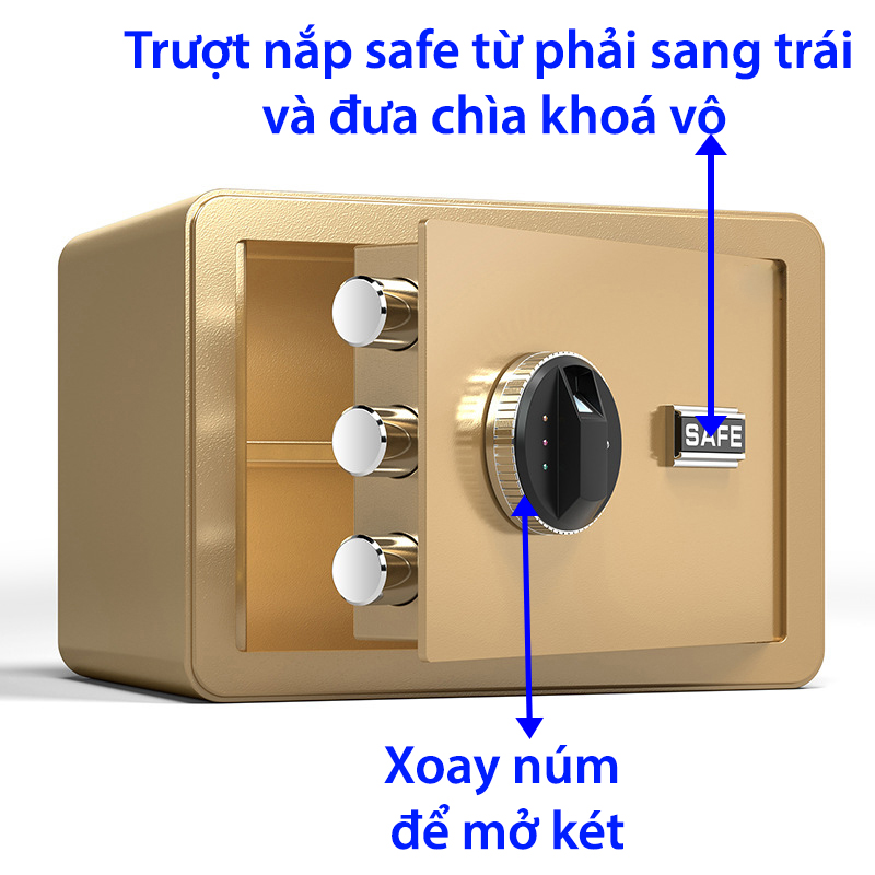 Két sắt mini khoá vân tay điện tử thích hợp dùng trong văn phòng, chung cư, khách sạn, nhà ở