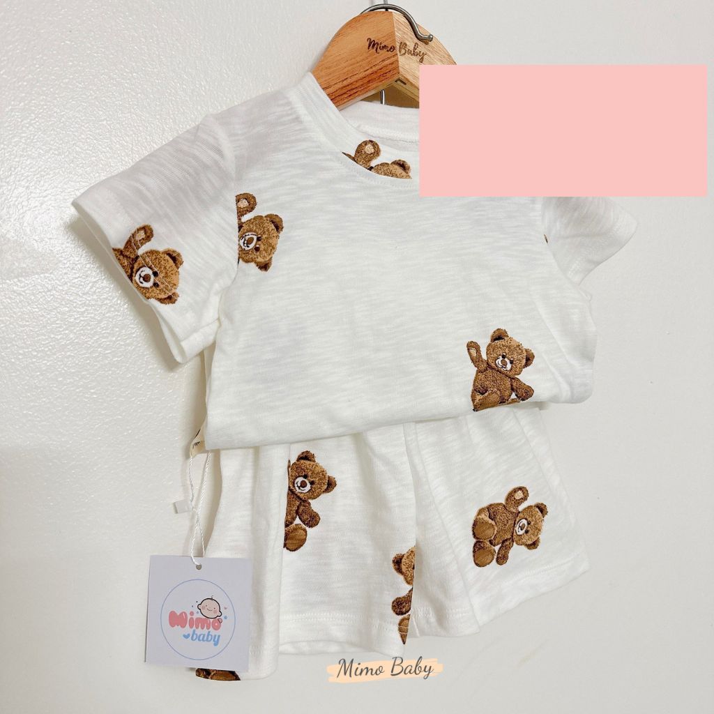 Bộ quần áo cotton cộc tay mùa hè in hình gấu dễ thương cho bé QA77 Mimo Baby