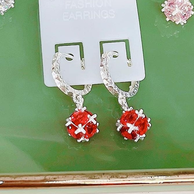 Bông tai trẻ em cầu đá chất liệu bạc s925 MS053a
