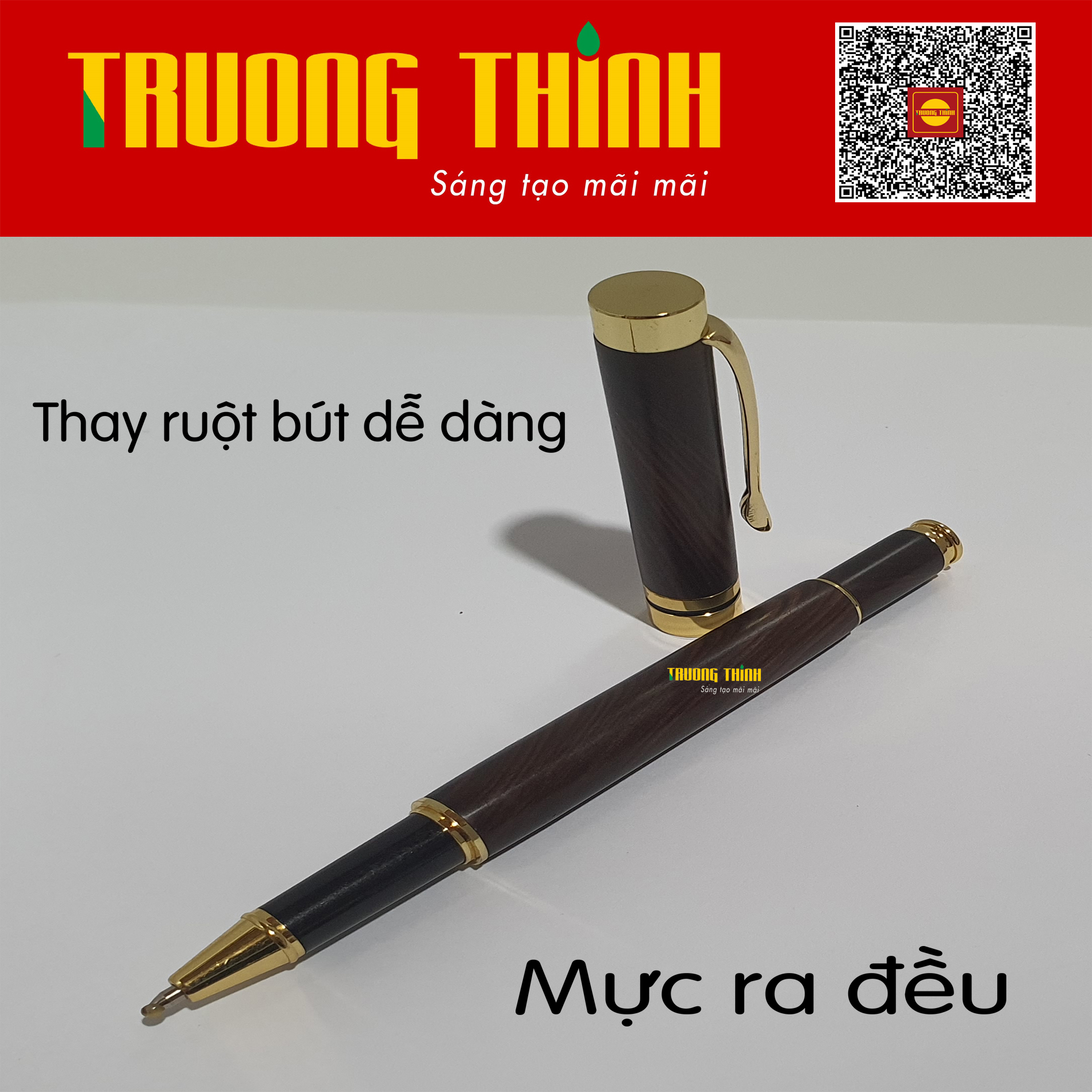 Bút Ký Gỗ Mun Vân Cao Cấp Sang Trọng Bền Đẹp Trường Thịnh Chính Hãng Đẳng Cấp Doanh Nhân. Loại Rút 14.5 cm