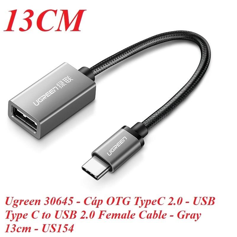 Ugreen UG30645US203TK 13CM Màu Xám Dây USB Type-C OTG tốc độ 5Gbps vỏ nhôm - HÀNG CHÍNH HÃNG