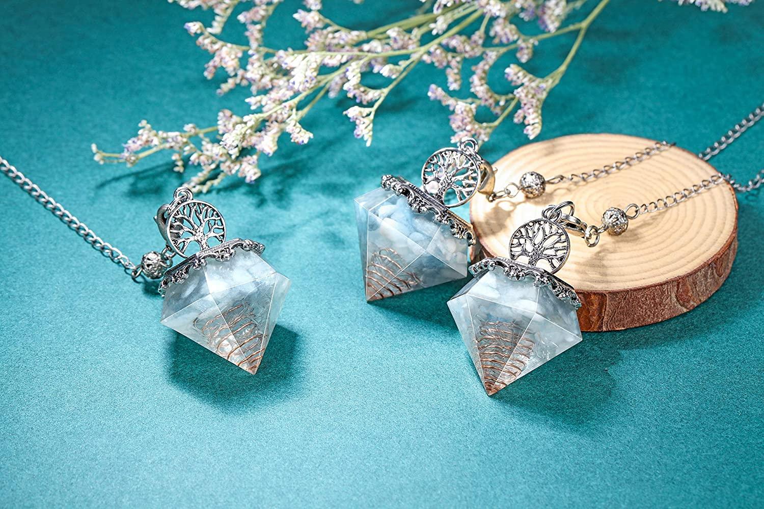 Resin aquamarine pha lê con lắc cho thiền định bói toán