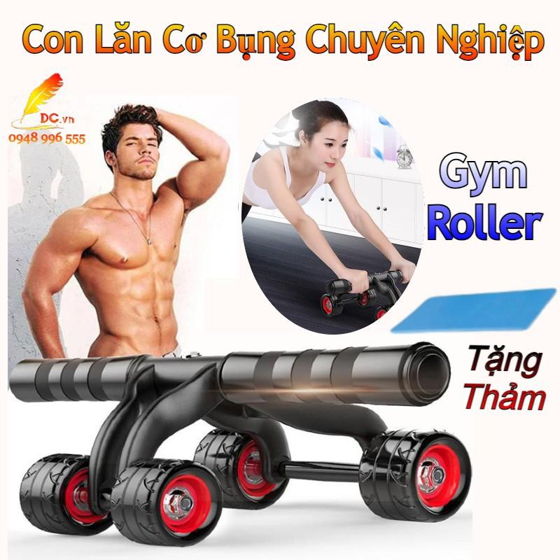 Con Lăn Tập Bụng Cao Cấp Gym Roller Gym 4 Bánh Con Lăn Tập Cơ Bụng , Chân , Tay , Vai , Eo Chuyên Nghiệp Tặng Kèm Thảm