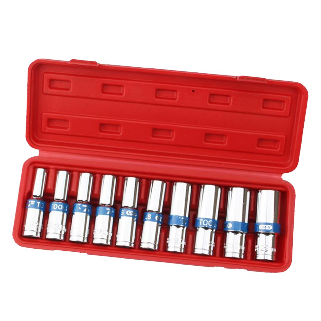 10 Miếng 1/2 Inch Lục Giác Ổ Tác Động Sâu Ổ Cắm Tay Lục Lạc Không Cờ Lê