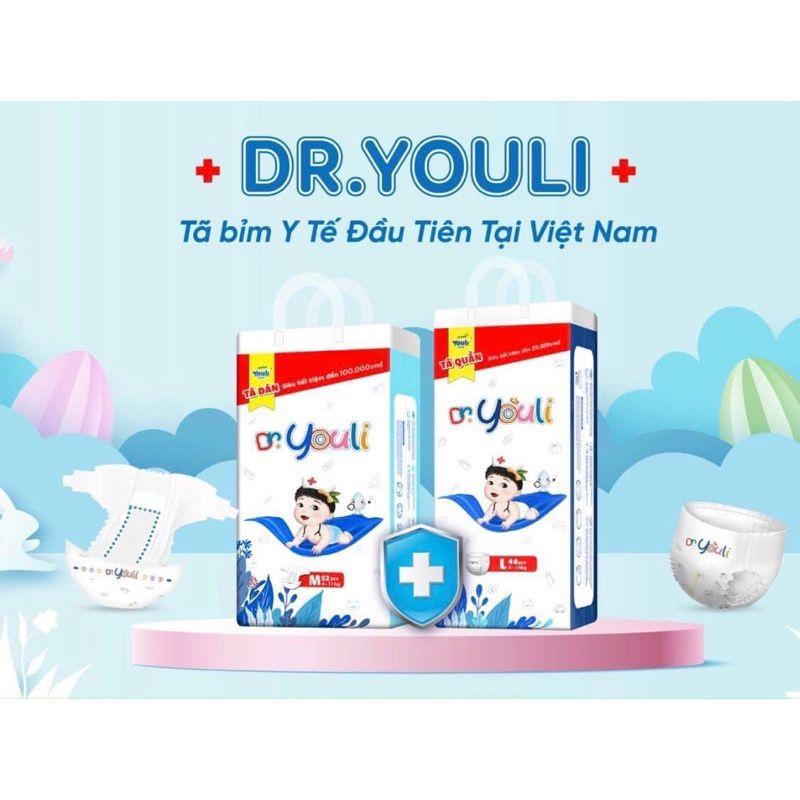 Tã Bỉm Dán Sơ Sinh Dr. YOULI Size S 60 Miếng Đai Chun Mềm Mại, Mỏng Nhẹ Siêu Thấm Hút Cho Bé 4-8 kg