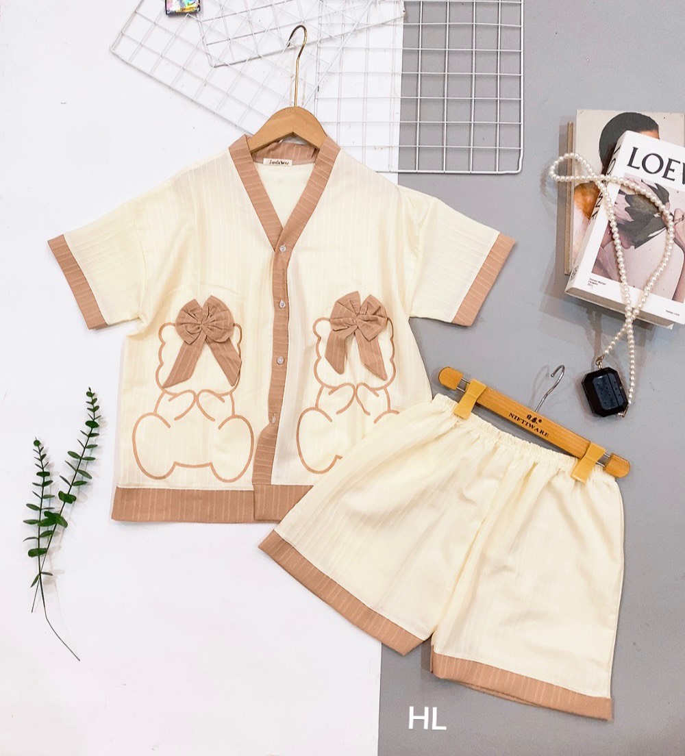 Đồ bộ nữ pijama mặc nhà, bộ ngủ dễ thương freesize dưới 57kg quần cộc áo cộc chất vải đũi xốp mềm cho mùa hè