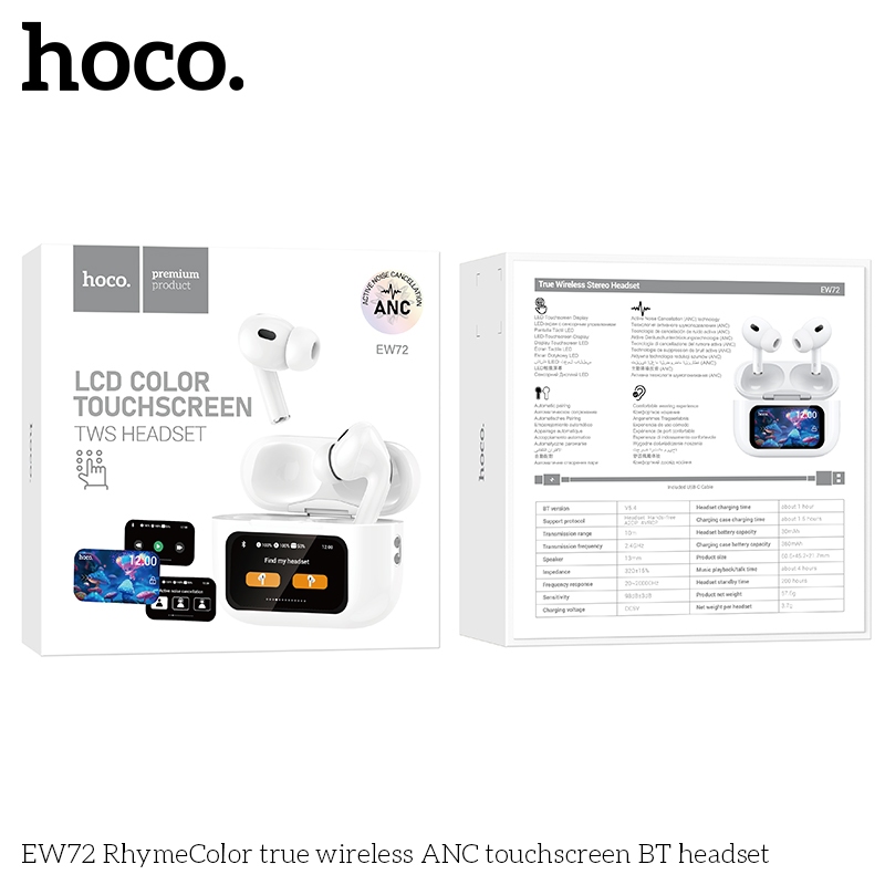 Tai nghe Bluetooth V5.4 Ho.co EW72 Chống ồn, Âm thanh sống động, màn hình LED hiển thị cảm ứng đa chức năng - Hàng chính hãng