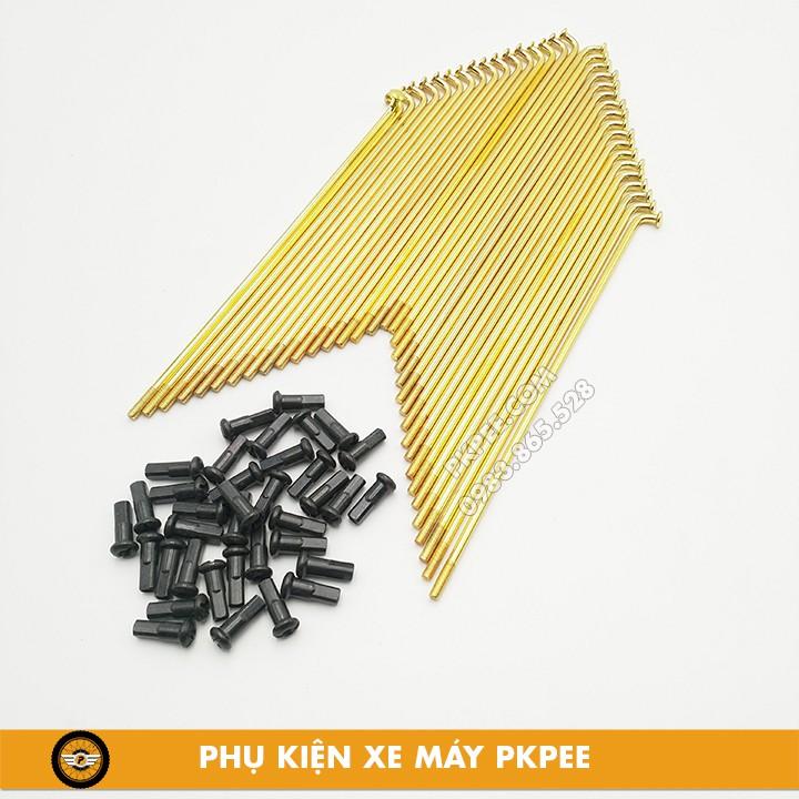 Bộ Căm Xe Máy 1 Bánh Xi Màu Đen Chân Vàng, Vàng Chân Đen, Titan 2 Line, 7 Màu, 7 Màu Thailan - PKPEE