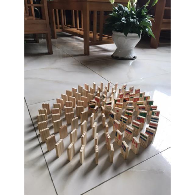 Bộ Domino 100 quân hình cờ các nước trên thế giới - Đồ chơi gỗ cho bé