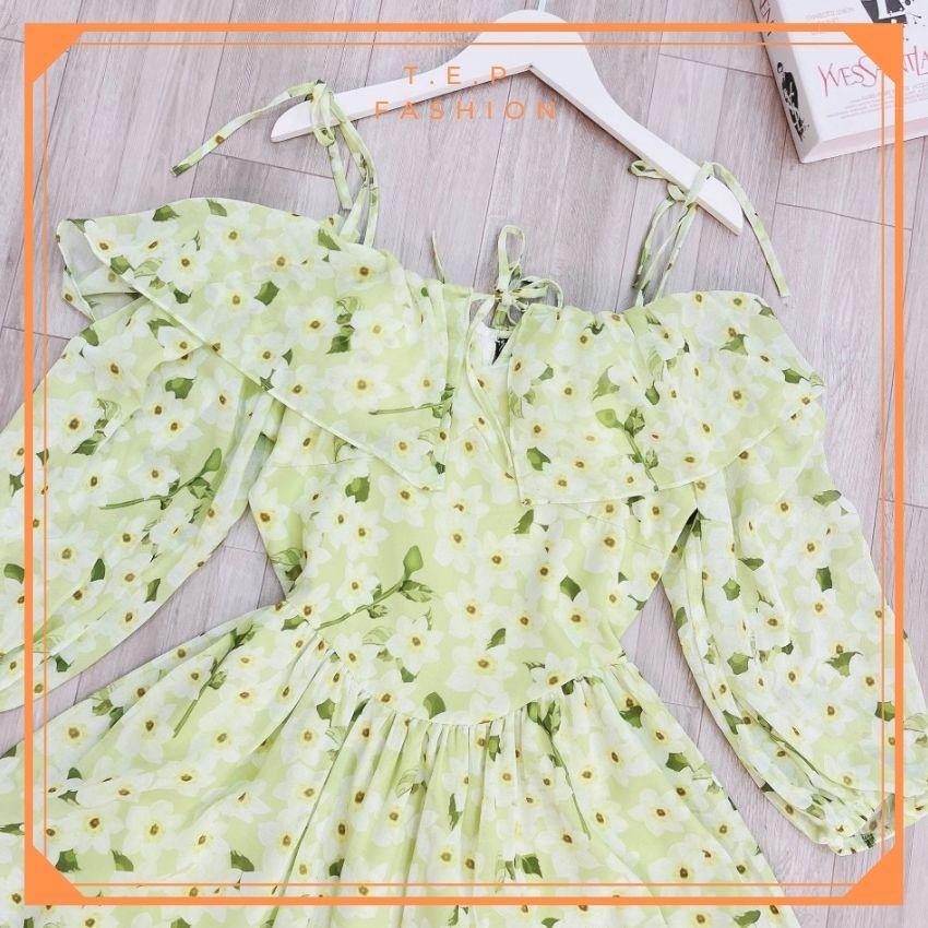 Đầm Hoa Nhí Nữ Dáng Ngắn Xòe 2 Lớp Trễ Vai Sexy Thời Trang Tep Fashion - VA002