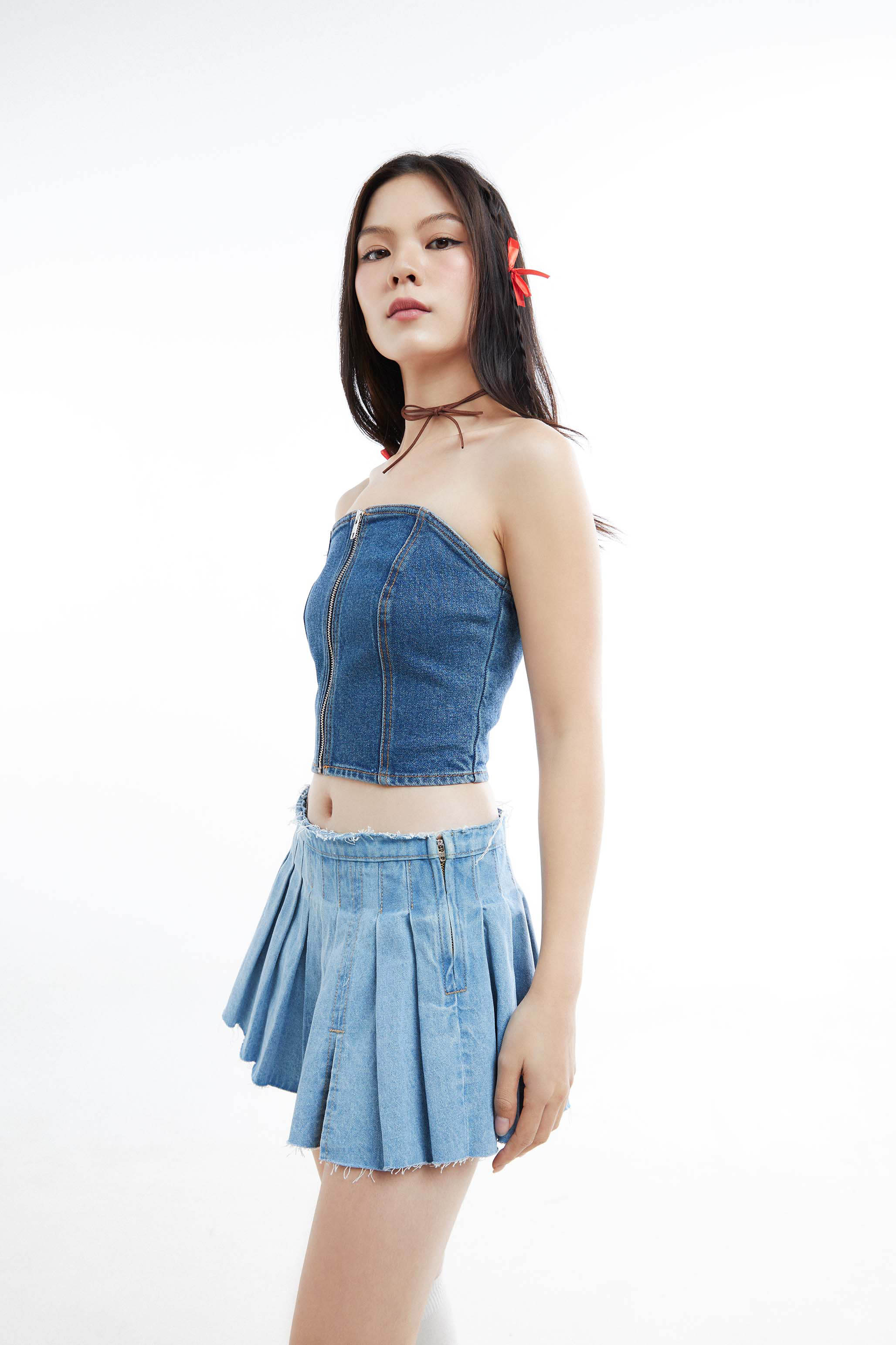 DOTTIE - Áo ống vải jeans T0647