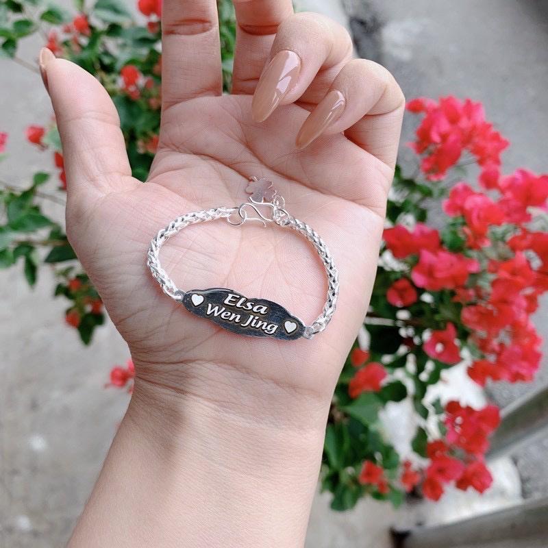 Lắc Tay Khắc Tên Bạc Ta 100% Cho Bé , Đủ size khắc tên theo yêu cầu