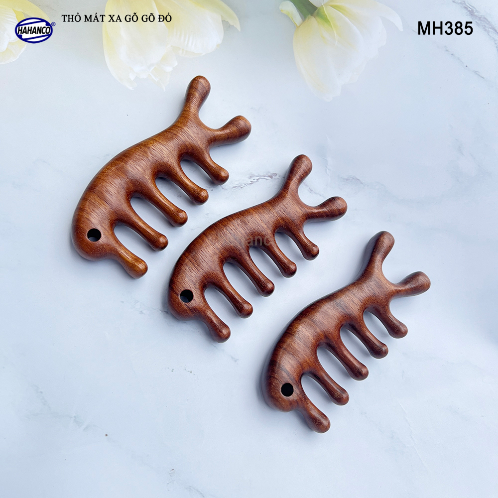 Dụng Cụ Mát Xa Tai Thỏ 5 Răng Gỗ Gõ Đỏ Thư Giãn Giảm Dụng Tóc - HAHANCO - MH385