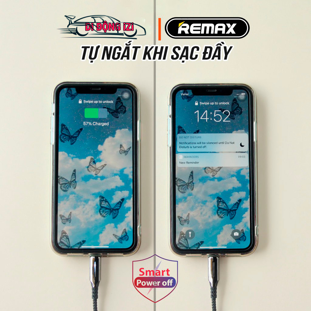 Cáp Sạc Cho iPhone Tự Ngắt Remax RC-123i - Cáp Sạc Cho iPhone, iPad Có Đèn Cho iPhone, iPad - Hàng Chính Hãng