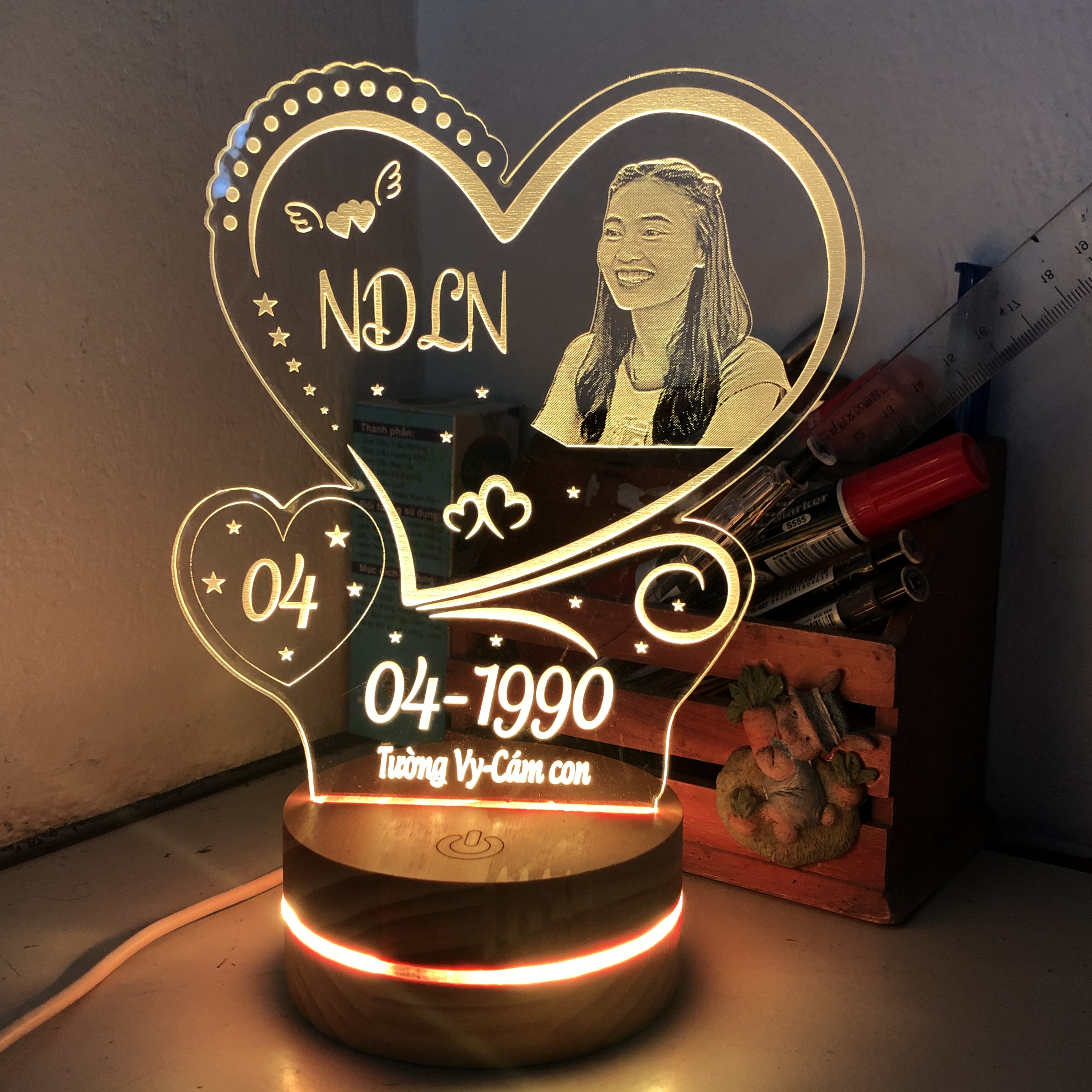 Đèn led 3d khắc ảnh chân dung  - Quà tặng sinh nhật ý nghĩa