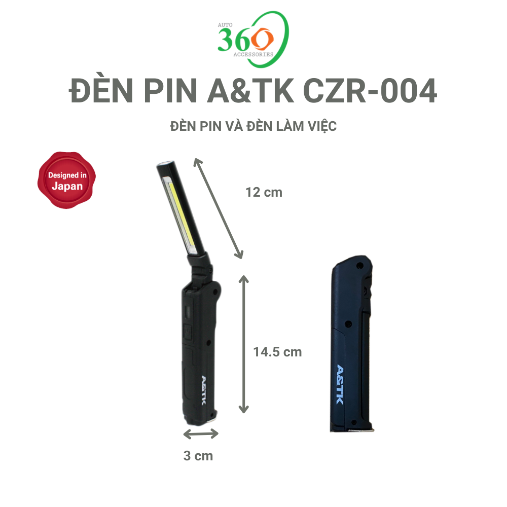 Đèn Pin Siêu Sáng A&TK CZR-004  Với 2 Chức Năng Đèn Pin Và Đèn Làm Việc