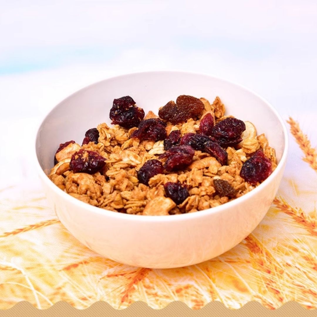 Hạt ngũ cốc Granola điều và nam việt quất dinh dưỡng buổi sáng, cung cấp năng lượng 40g, 350g và 600g Dan D Pak