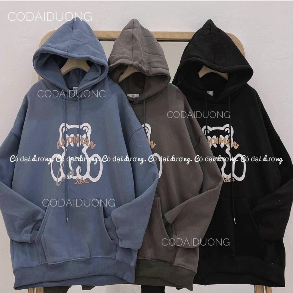 Áo Hoodie Nữ Hình Gấu Màu Unisex Chất Vải Nỉ Mềm Phong Cách Đường Phố