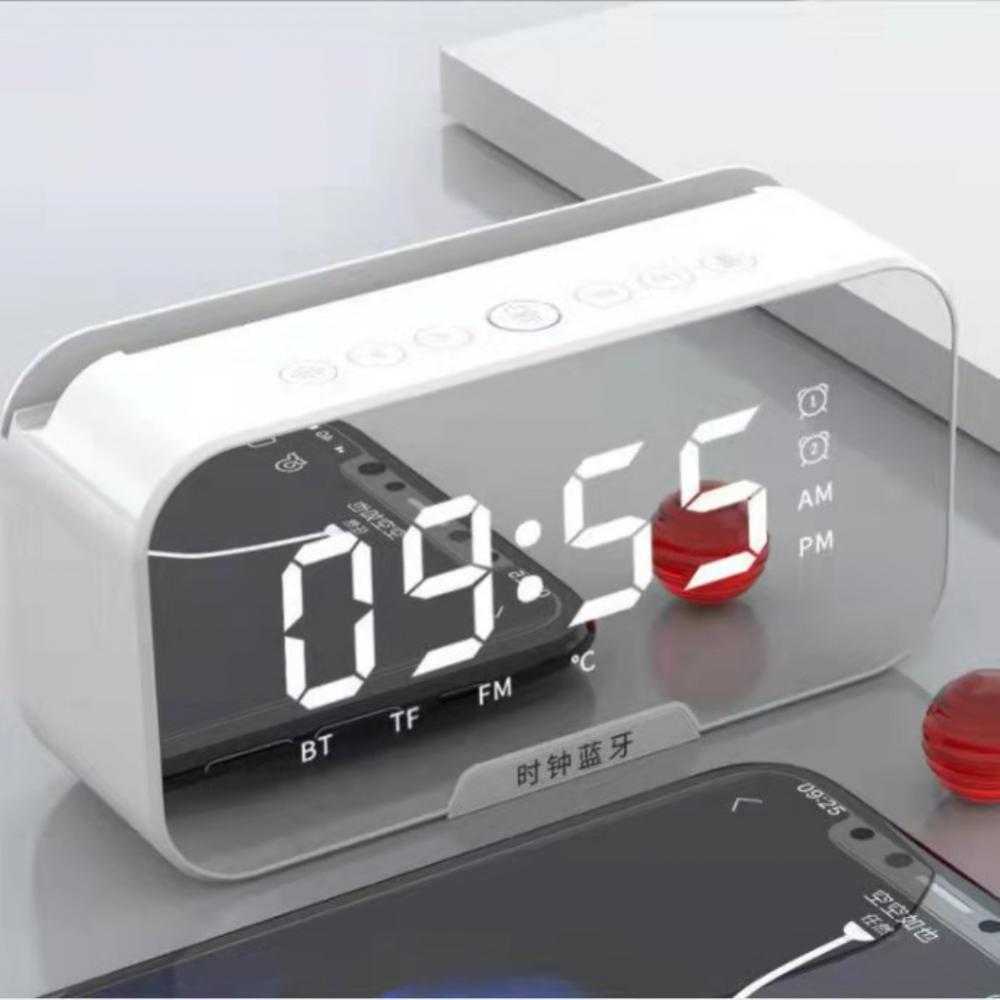 Loa BT không dây S7 Loa siêu trầm di động Đầu phát âm thanh nổi Đồng hồ báo thức kỹ thuật số thông minh có đèn LED Thiết kế gương Loa bao quanh 2023 Màu sắc: Hồng