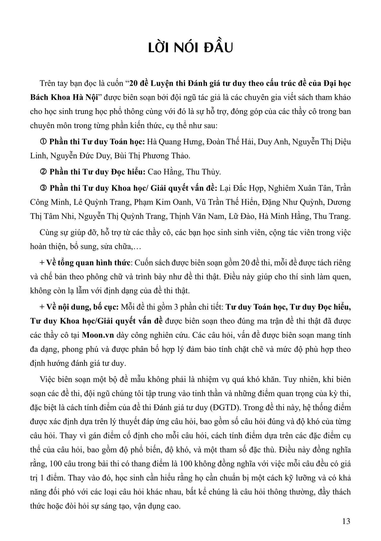 Sách - 20 Đề Luyện Thi Đánh Giá Tư Duy Theo Cấu Trúc Đề Của Đại Học Bách Khoa Hà Nội - TSA