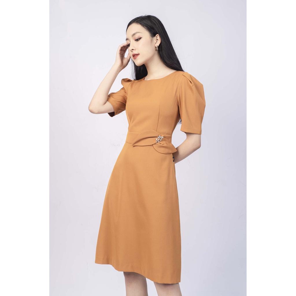 Đầm chữ A cổ tròn, tay ngắn bồng vai MMOutfit M-DA000421204