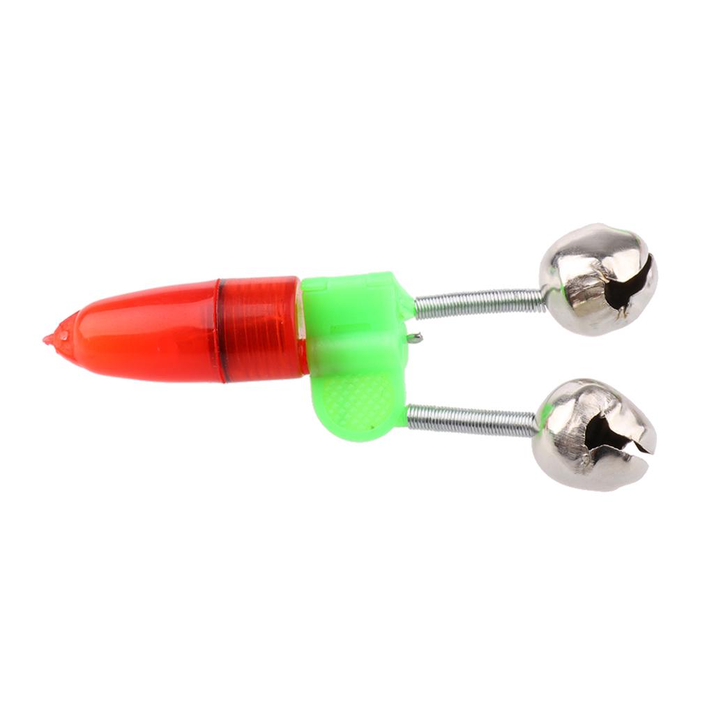 10 Pieces LED Twin Bells  Night Fishing Rod LED Light Clip Bite Lure Alarm