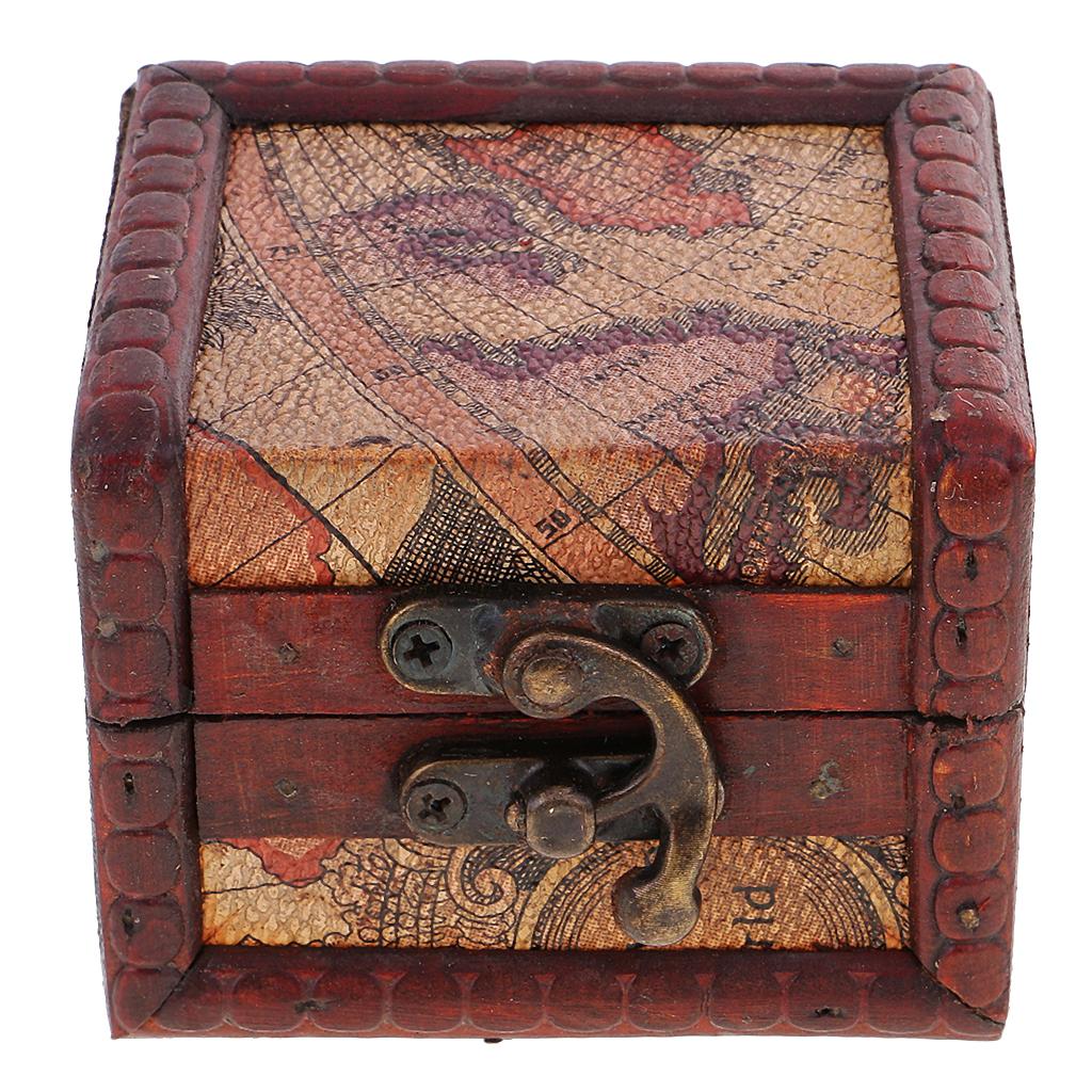 Vintage Metal Lock Jewelry Treasure Chest Case Wooden Box Storage Box Gift
