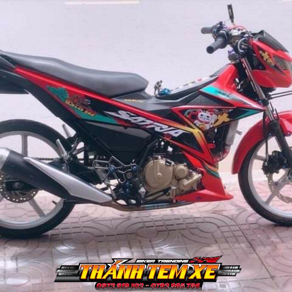 Tem dành cho xe Satria -Raider , tem rời dán xe đỏ đen