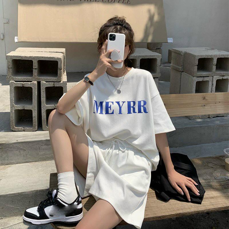Sét bộ đồ quần đùi nữ in chữ MEY, đồ mặc nhà, đồ nữ, đồ ngủ thun cotton vải mềm mát thấm mồ hôi ,form dáng rộng rãi thoải mái ,size từ 42-70kg mặc