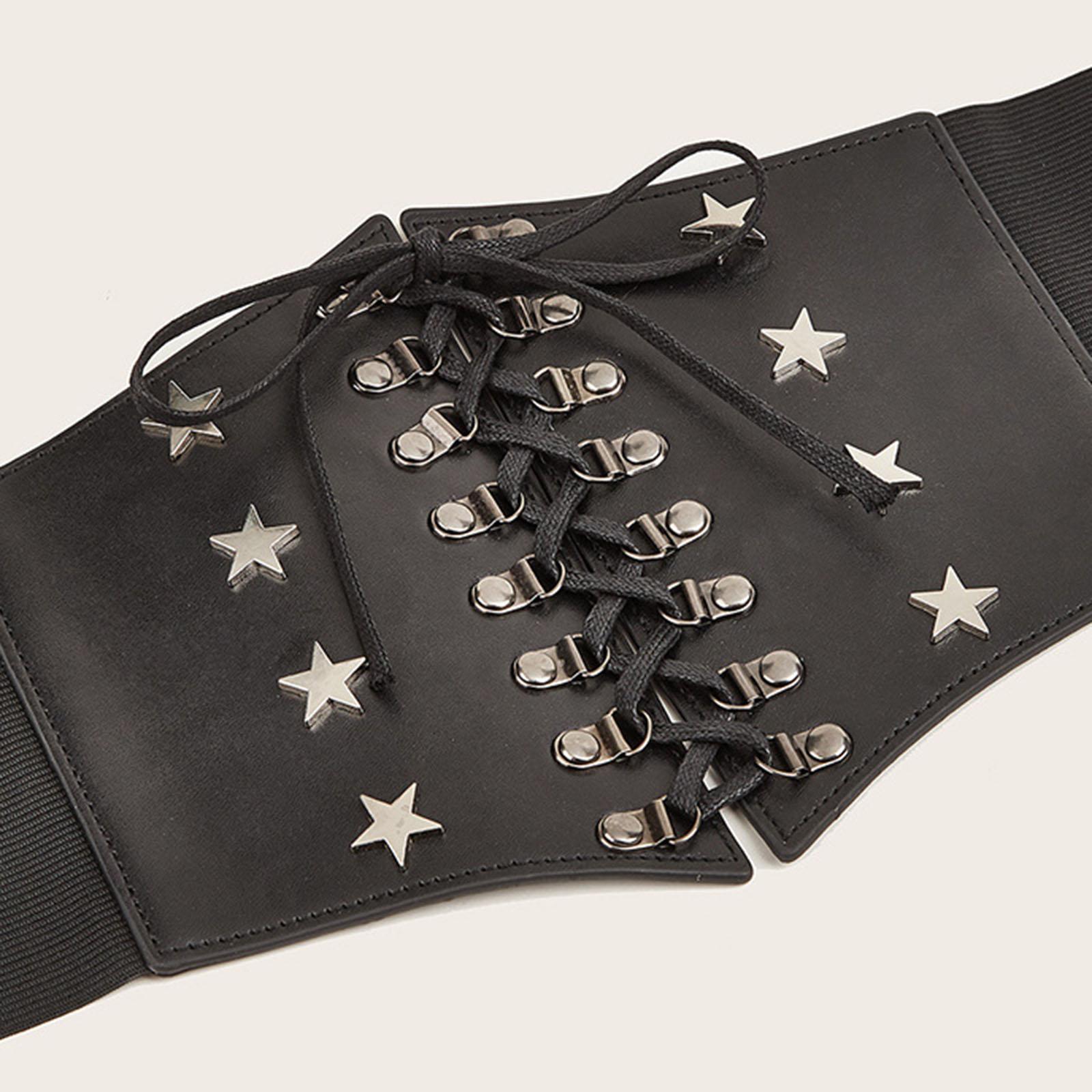 Women's Elastic Stretchy Wide Waist  Belt Fashion Dress Waistband Brown