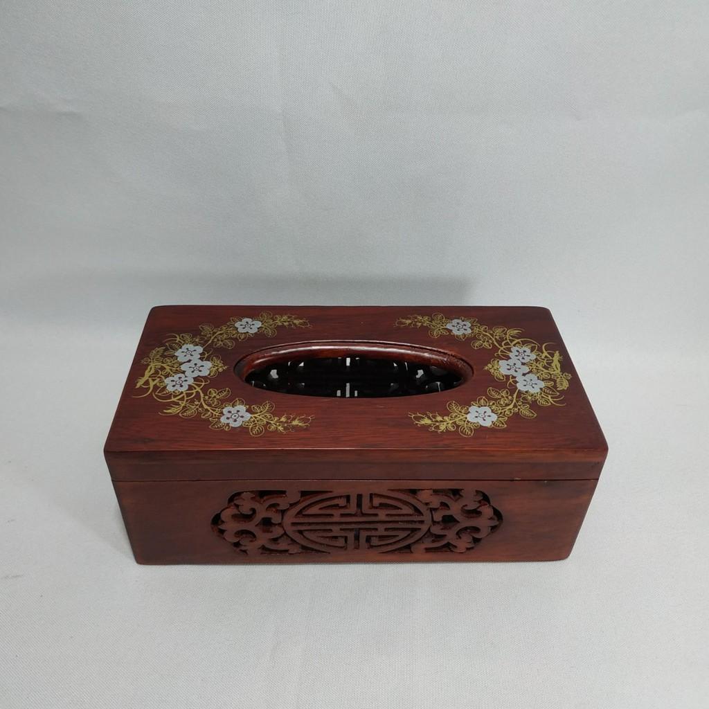 HỘP ĐỰNG GIẤY CHỮ NHẬT KHẢM BI HOA VĂN SIÊU ĐẸP GỖ HƯƠNG
