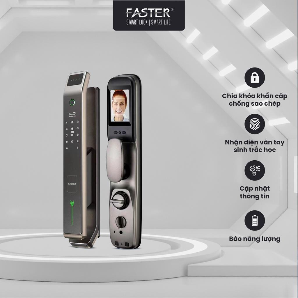 Khóa thông minh FS868 LUXURY FASTER mở bằng FACE ID, app điều khiển, thẻ từ, mật mã, an toàn cho gia đình