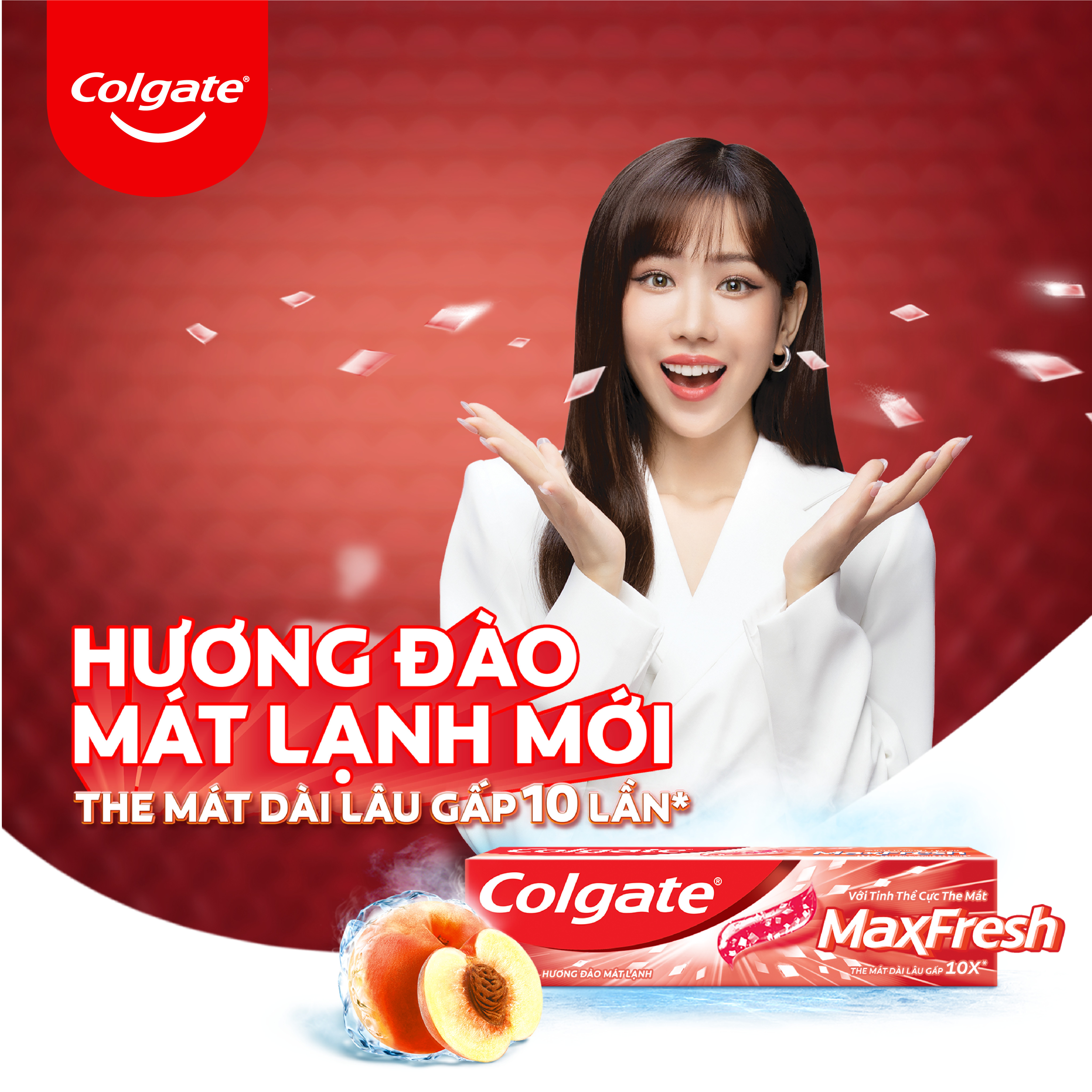 Kem đánh răng Colgate MaxFresh Hương Đào Mát Lạnh 225g tặng kèm bàn chải