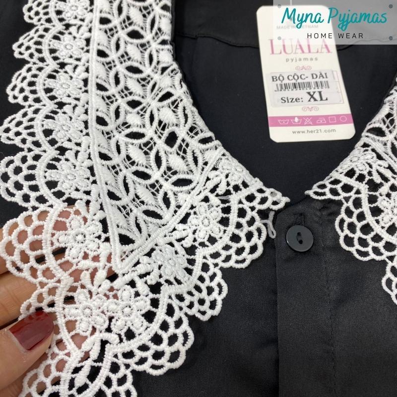 Bộ mặc nhà lụa ren cao cấp tay ngắn quần dài - MYNA PYJAMAS