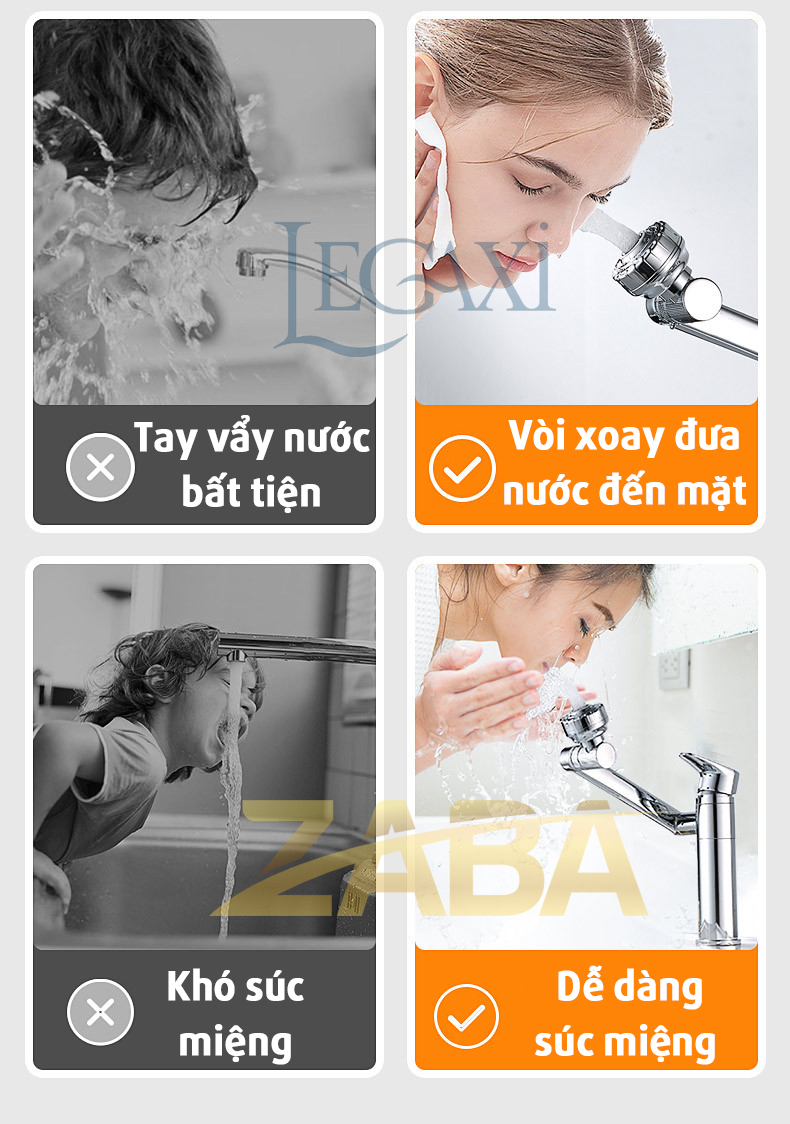 Vòi Chậu Lavabo Xoay 360 Độ Nóng Lạnh Đa Năng Bằng Đồng Rửa Mặt Tay Bát Tăng Áp Điều Chỉnh