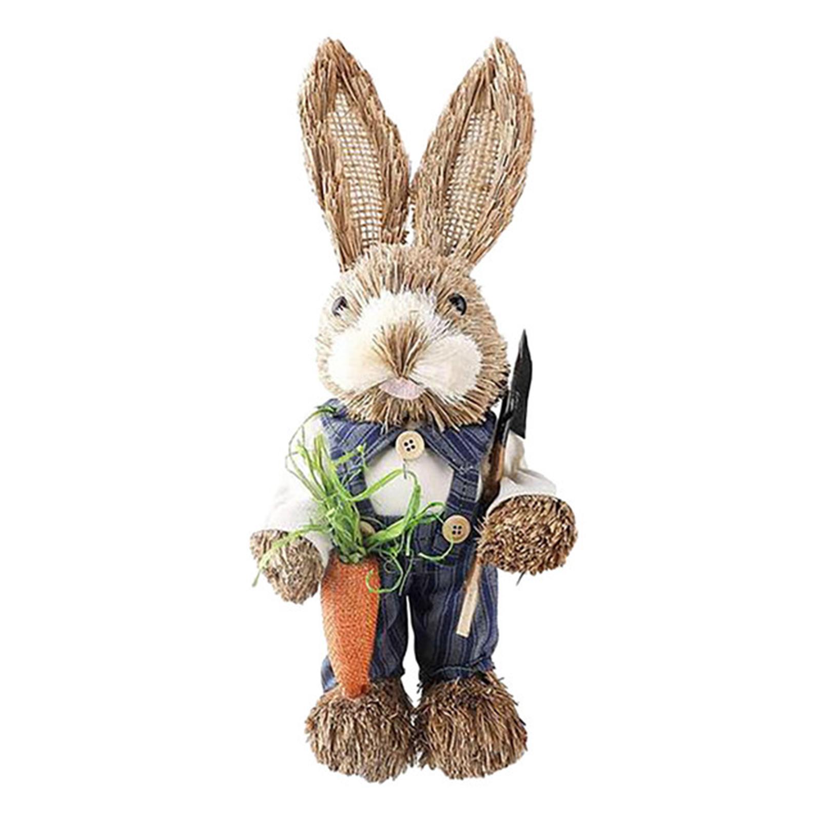 1 Set Straw Bunny Ornament w/ Clothes Easter for