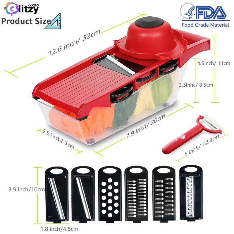 Rau Củ Quả 6 Trong 1 Mandoline Đa Máy Thái Cụ Gọt Vỏ Trái Cây Khoai Tây Phô Mai Xay Xay Thịt Bếp Phụ Kiện Cắt Dụng Cụ