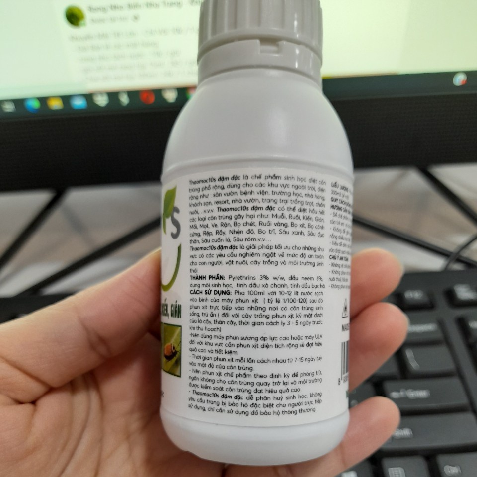 Chế phẩm diệt muỗi gián kiến ruồi Thảo mộc 10s đậm đặc chai 100ml