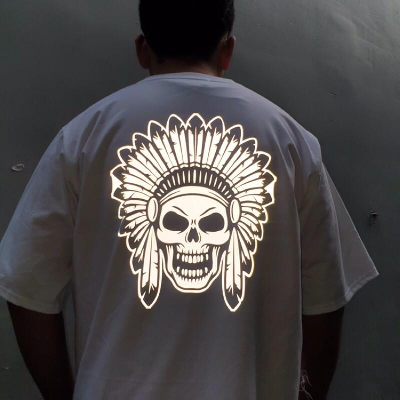 Áo thun tay ngắn phản quang 7màu in mặt quỉ nam nữ