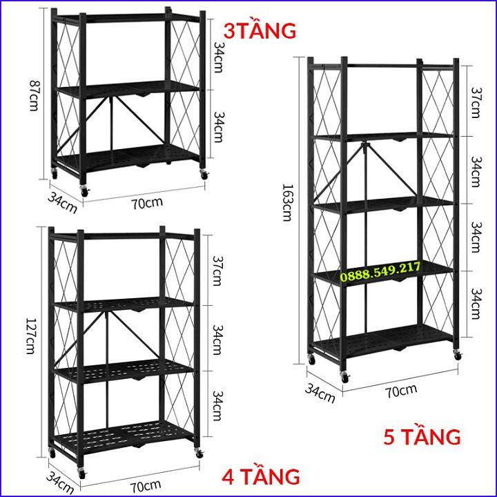 Kệ Gấp Để Đồ Đa Năng. Kệ Phòng Khách - Nhà Bếp Có Bánh Xe