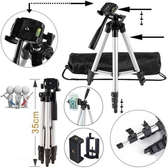 Gậy Tripod 3110 3 chân full hộp, túi đựng, đầu kẹp tiện lợi dễ dang sử dụng - Chân giá đỡ điện thoại, máy ảnh